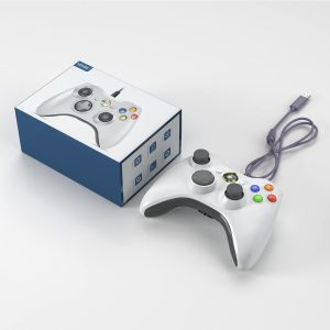 VOYEE PC Controller. Wired Controller Compatible with Microsoft Xbox 360 & Slim/PC Windows 10/8/7. with Upgraded Joystick. Double Shock | Enhanced (White) : Video Games