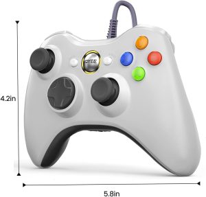 VOYEE PC Controller. Wired Controller Compatible with Microsoft Xbox 360 & Slim/PC Windows 10/8/7. with Upgraded Joystick. Double Shock | Enhanced (White) : Video Games