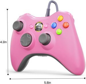 VOYEE PC Controller. Wired Controller Compatible with Microsoft Xbox 360 & Slim/PC Windows 10/8/7. with Upgraded Joystick. Double Shock | Enhanced (Pink) : Video Games