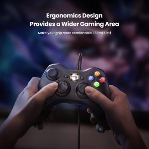 VOYEE PC Controller. Wired Controller Compatible with Microsoft Xbox 360 & Slim/PC Windows 10/8/7. with Upgraded Joystick. Double Shock | Enhanced (Black) : Video Games