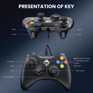 VOYEE PC Controller. Wired Controller Compatible with Microsoft Xbox 360 & Slim/PC Windows 10/8/7. with Upgraded Joystick. Double Shock | Enhanced (Black) : Video Games
