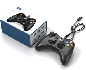 VOYEE PC Controller. Wired Controller Compatible with Microsoft Xbox 360 & Slim/PC Windows 10/8/7. with Upgraded Joystick. Double Shock | Enhanced (Black) : Video Games