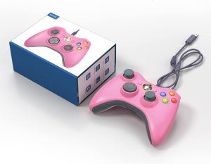 VOYEE PC Controller. Wired Controller Compatible with Microsoft Xbox 360 & Slim/PC Windows 10/8/7. with Upgraded Joystick. Double Shock | Enhanced (Pink) : Video Games