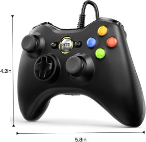 VOYEE PC Controller. Wired Controller Compatible with Microsoft Xbox 360 & Slim/PC Windows 10/8/7. with Upgraded Joystick. Double Shock | Enhanced (Black) : Video Games