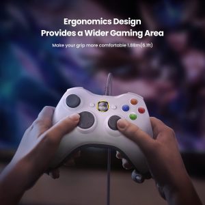 VOYEE PC Controller. Wired Controller Compatible with Microsoft Xbox 360 & Slim/PC Windows 10/8/7. with Upgraded Joystick. Double Shock | Enhanced (White) : Video Games