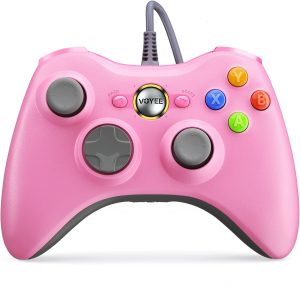 VOYEE PC Controller. Wired Controller Compatible with Microsoft Xbox 360 & Slim/PC Windows 10/8/7. with Upgraded Joystick. Double Shock | Enhanced (Pink) : Video Games