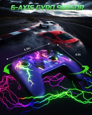 VOYEE Switch Controllers Compatible with Switch/Lite/OLED/PC Windows. 1000mAh Programmable RGB Lightning LED. Wireless Pro Controller with One Key Pairing/Wake Up/Turbo/Vibration : Video Games
