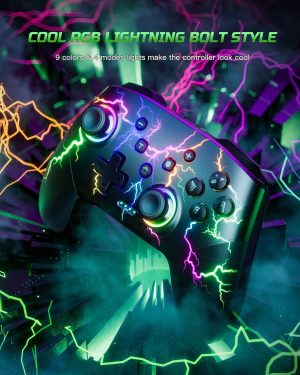 VOYEE Switch Controllers Compatible with Switch/Lite/OLED/PC Windows. 1000mAh Programmable RGB Lightning LED. Wireless Pro Controller with One Key Pairing/Wake Up/Turbo/Vibration : Video Games