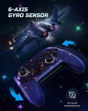 VOYEE Switch Controller. LED Star Wireless Pro Controllers Compatible with Switch/Lite/OLED. Multi-Platform Windows PC with 9 Colors Colorful RGB Lights/Programmable/Vibration/Turbo/Wakeup : Video Games