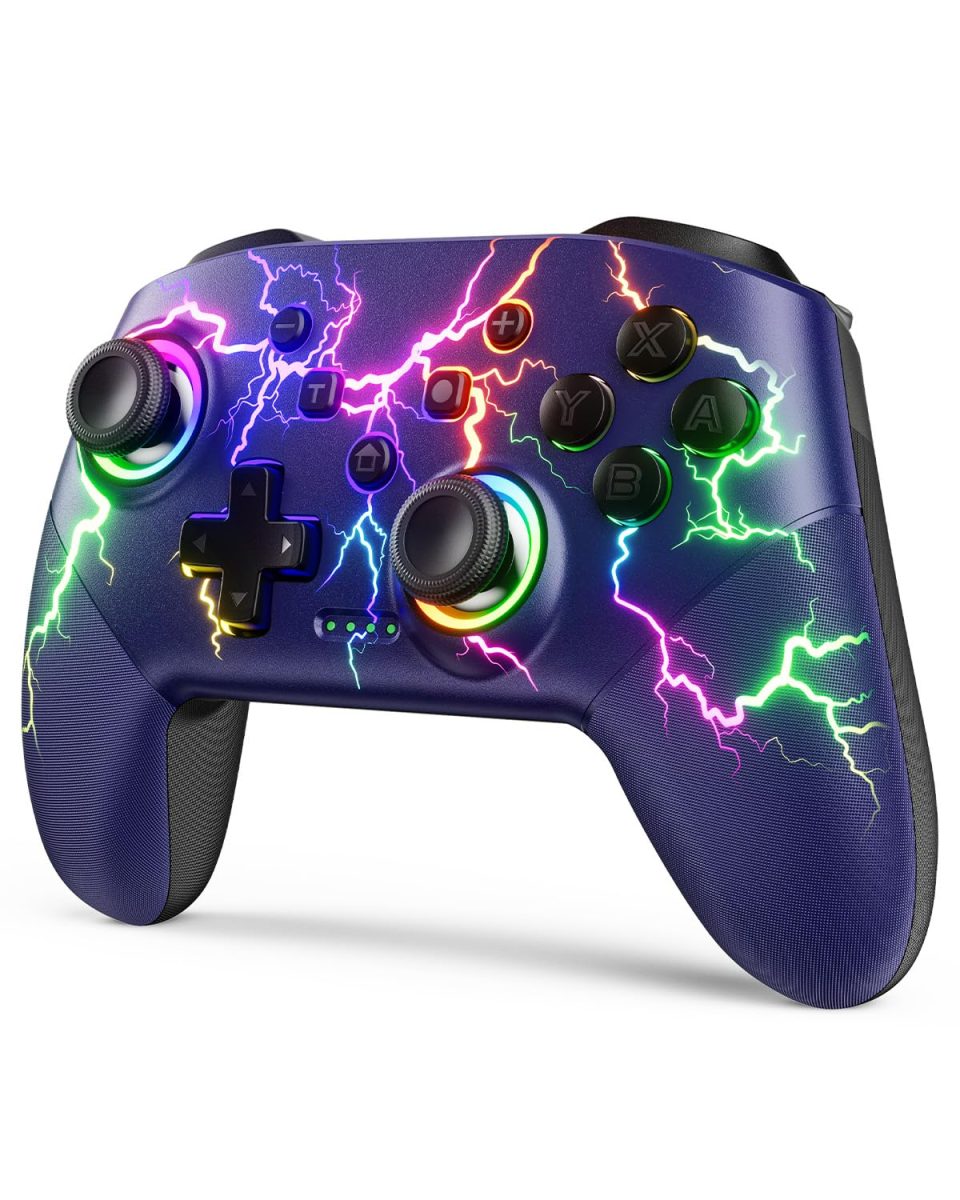 VOYEE Switch Controllers Compatible with Switch/Lite/OLED/PC Windows. 1000mAh Programmable RGB Lightning LED. Wireless Pro Controller with One Key Pairing/Wake Up/Turbo/Vibration : Video Games