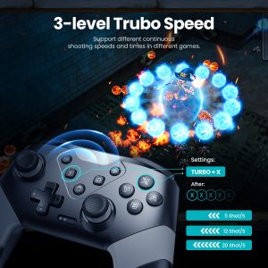 VOYEE Switch Controllers Compatible with Switch/Lite/OLED. Programming Wireless Pro Controller with Motion Control. Vibration. Wake-up. Turbo. Screenshot : Video Games