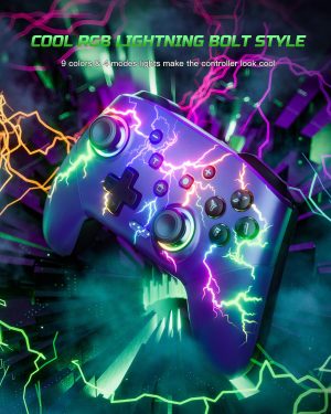 VOYEE Switch Controllers Compatible with Switch/Lite/OLED/PC Windows. 1000mAh Programmable RGB Lightning LED. Wireless Pro Controller with One Key Pairing/Wake Up/Turbo/Vibration : Video Games