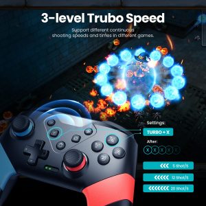 VOYEE Switch Controllers Compatible with Switch/Lite/OLED. Programming Wireless Pro Controller with Motion Control. Vibration. Wake-up. Turbo. Screenshot : Video Games
