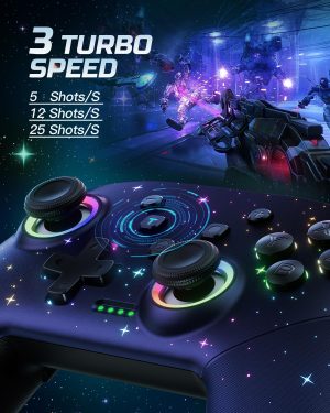 VOYEE Switch Controller. LED Star Wireless Pro Controllers Compatible with Switch/Lite/OLED. Multi-Platform Windows PC with 9 Colors Colorful RGB Lights/Programmable/Vibration/Turbo/Wakeup : Video Games