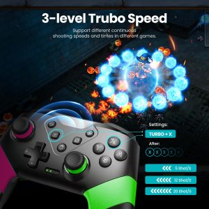 VOYEE Switch Controllers Compatible with Switch/Lite/OLED. Programming Wireless Pro Controller with Motion Control. Vibration. Wake-up. Turbo. Screenshot : Video Games