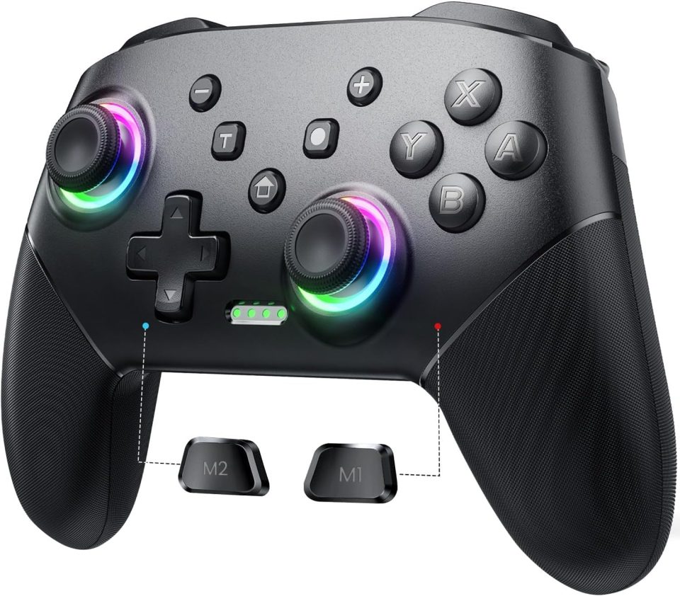 VOYEE Switch Controller Wireless. Pro Controllers Compatible with Switch/Lite/OLED/PC. One-Key Pairing Gamepad with 9-Color RGB LEDs 1000mAh Battery 6-Axis Motion Wake Up Function : Video Games