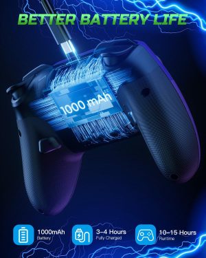 VOYEE Switch Controllers Compatible with Switch/Lite/OLED/PC Windows. 1000mAh Programmable RGB Lightning LED. Wireless Pro Controller with One Key Pairing/Wake Up/Turbo/Vibration : Video Games