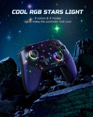 VOYEE Switch Controller. LED Star Wireless Pro Controllers Compatible with Switch/Lite/OLED. Multi-Platform Windows PC with 9 Colors Colorful RGB Lights/Programmable/Vibration/Turbo/Wakeup : Video Games