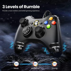 VOYEE PC Controller. Wired Controller Compatible with Microsoft Xbox 360 & Slim/PC Windows 10/8/7. with Upgraded Joystick. Double Shock | Enhanced (Black) : Video Games