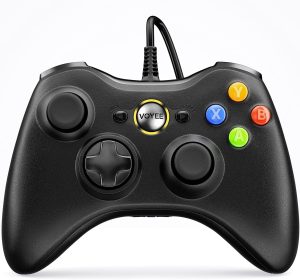 VOYEE PC Controller. Wired Controller Compatible with Microsoft Xbox 360 & Slim/PC Windows 10/8/7. with Upgraded Joystick. Double Shock | Enhanced (Black) : Video Games