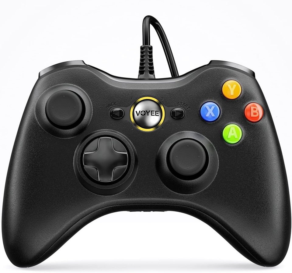 VOYEE PC Controller. Wired Controller Compatible with Microsoft Xbox 360 & Slim/PC Windows 10/8/7. with Upgraded Joystick. Double Shock | Enhanced (Black) : Video Games