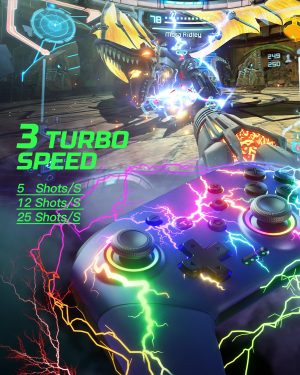 VOYEE Switch Controllers Compatible with Switch/Lite/OLED/PC Windows. 1000mAh Programmable RGB Lightning LED. Wireless Pro Controller with One Key Pairing/Wake Up/Turbo/Vibration : Video Games