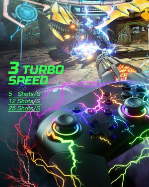 VOYEE Switch Controllers Compatible with Switch/Lite/OLED/PC Windows. 1000mAh Programmable RGB Lightning LED. Wireless Pro Controller with One Key Pairing/Wake Up/Turbo/Vibration : Video Games